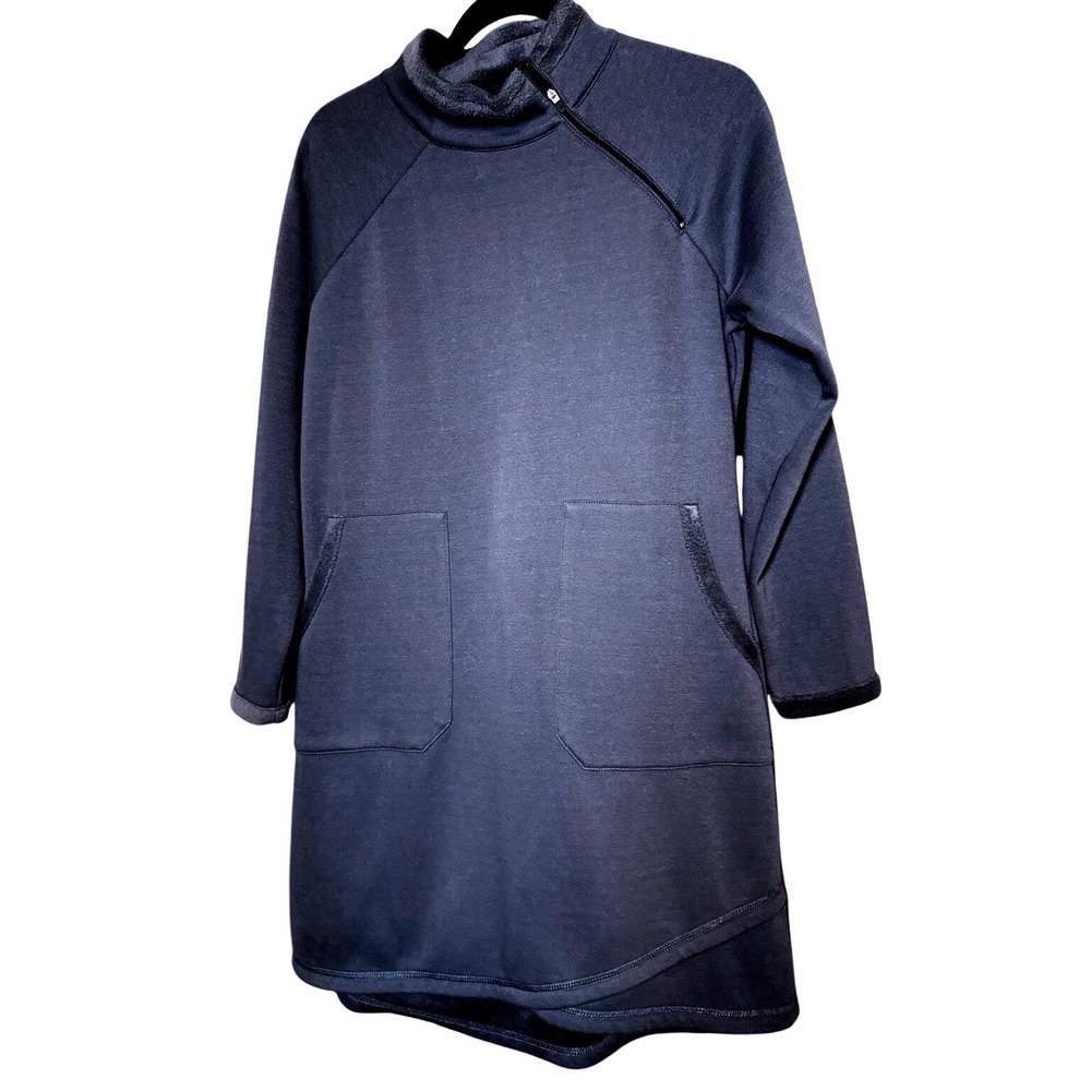 Old Ranch Adventure Line Black Side Zip Sweatshirt Dress Fleece Minimalistic  M